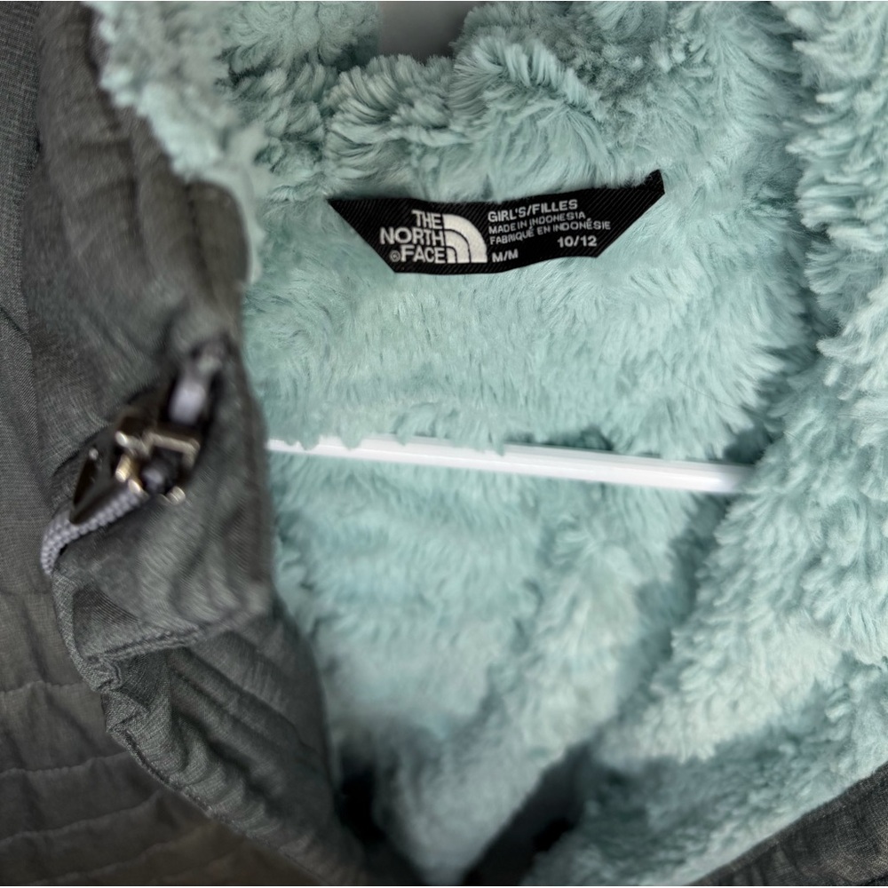 The North Face Girls Gray and Blue Hooded Jacket Size 10/12 - Picture 2 of 6